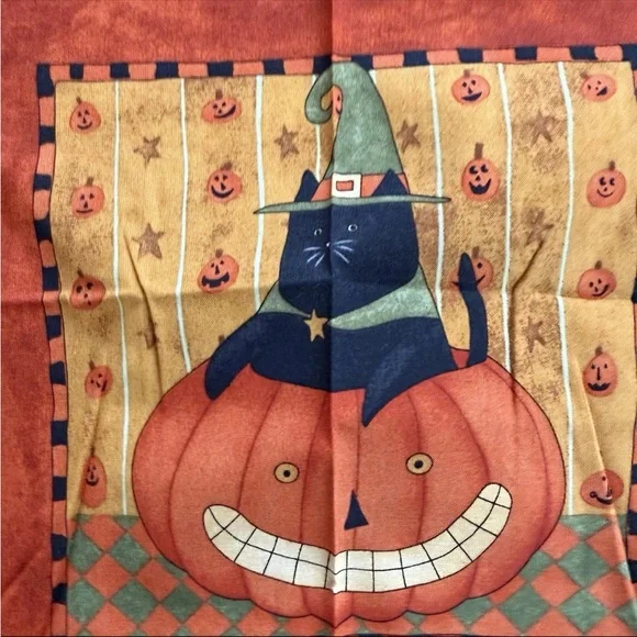 VTG Boo Kitty Halloween Fabric Cat Trick Treat Teresa Kogut SSI 1yd+26"x43" - Picture 5 of 13